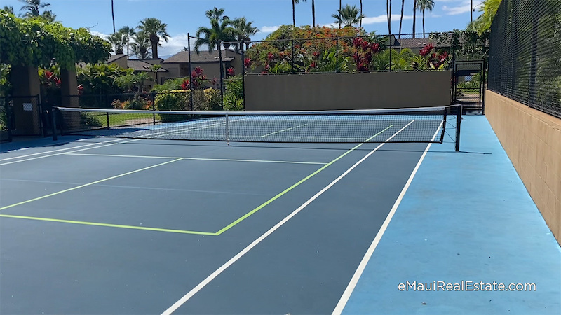 The tennis court at Wailea Elua has been updated with markings for Pickleball