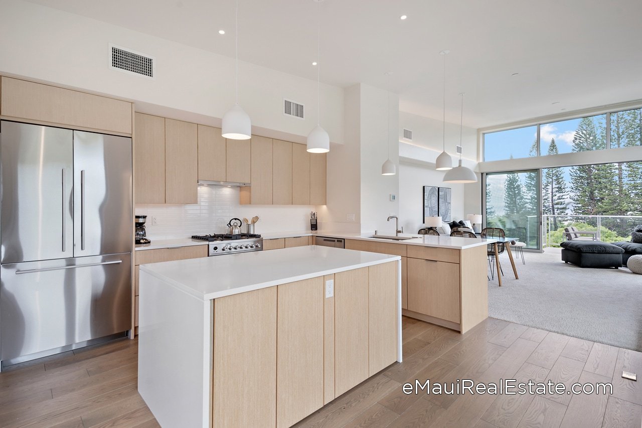 Condos at Makalii Wailea have modern kitchens with stainless steel appliances