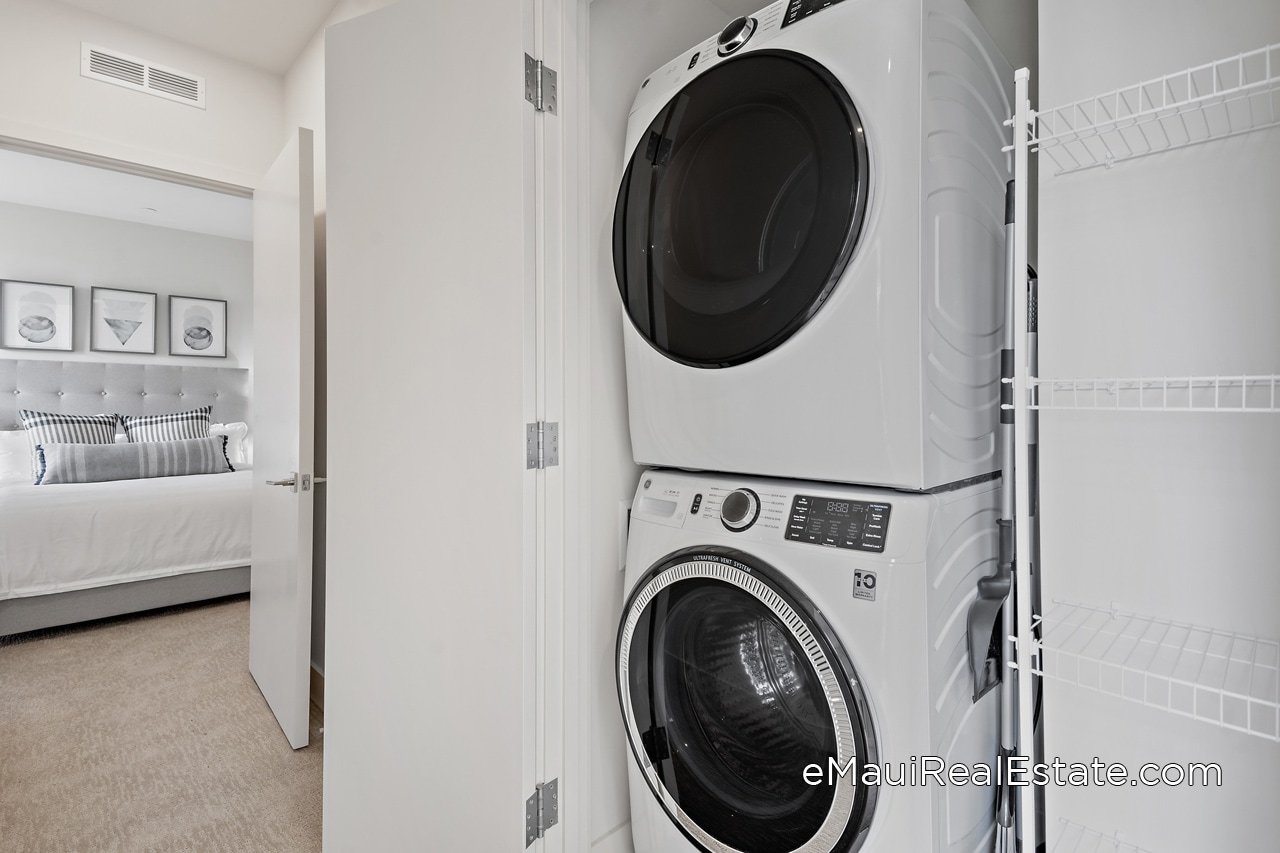 Each unit at Makalii Wailea has full size washer and dryer located in the downstairs hall
