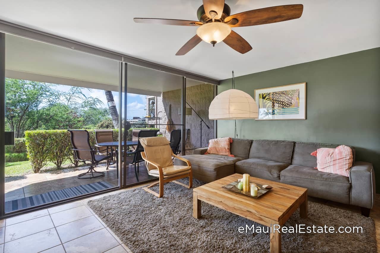 Example of a ground floor 2 bedroom unit in Kihei Alii Kai.