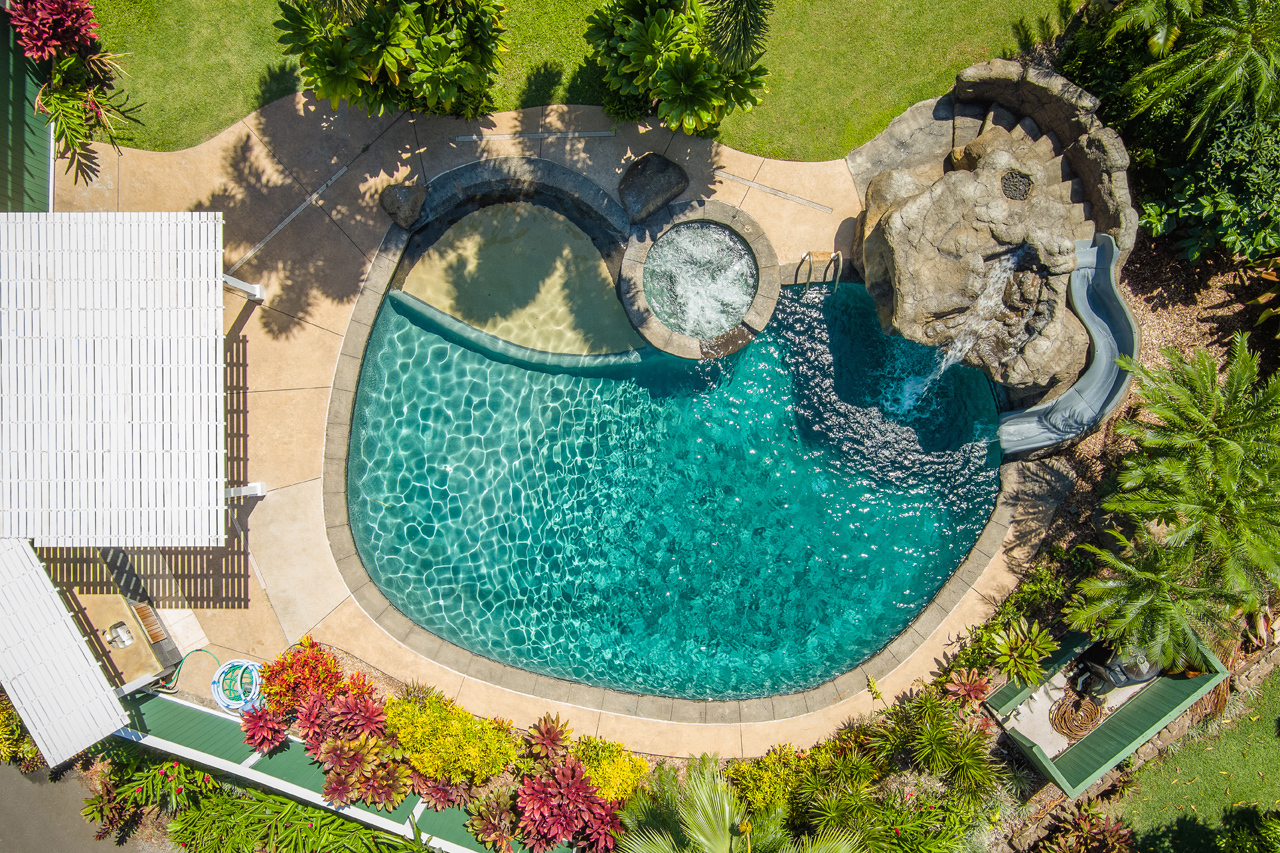 Pool with Spa, Waterfall and Waterslide: 